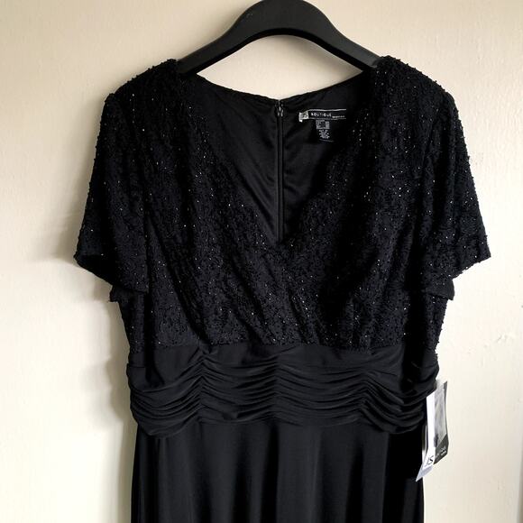 JS Boutique Black Beaded Lace Cocktail Formal Evening Dress Size 20 W Stretch - Picture 4 of 14
